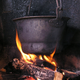 A pot over a fire